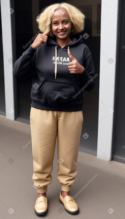 Ethiopian middle-aged female with  blonde hair