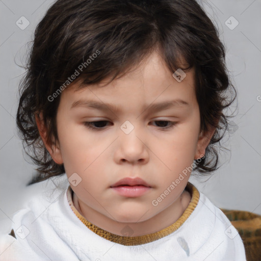 Neutral white child female with medium  brown hair and brown eyes