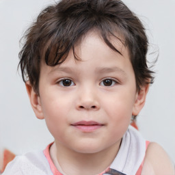 Neutral white child male with short  brown hair and brown eyes