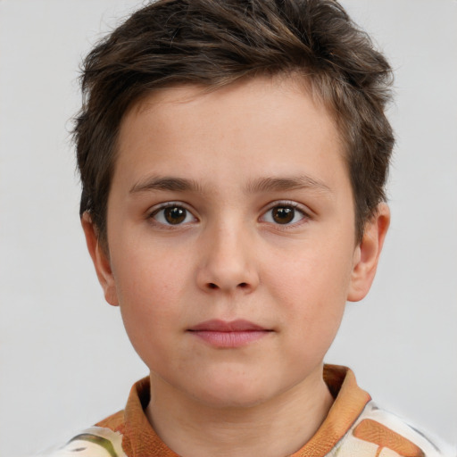 Neutral white child male with short  brown hair and brown eyes