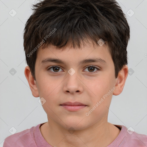 Neutral white child male with short  brown hair and brown eyes