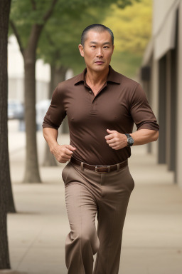 Mongolian middle-aged male with  brown hair