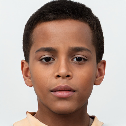 Neutral latino child male with short  brown hair and brown eyes