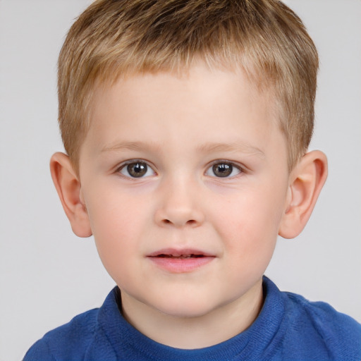 Neutral white child male with short  brown hair and brown eyes