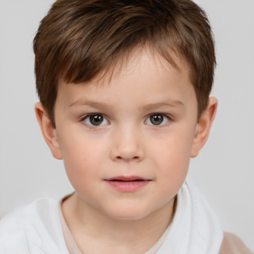 Neutral white child male with short  brown hair and brown eyes