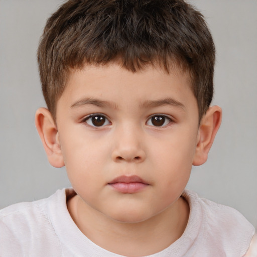 Neutral white child male with short  brown hair and brown eyes