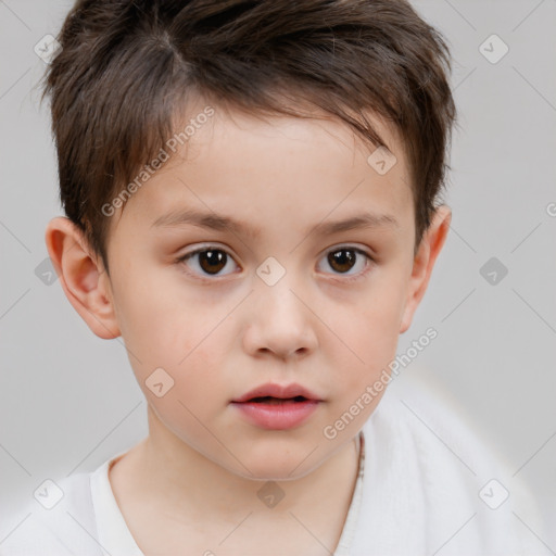 Neutral white child male with short  brown hair and brown eyes