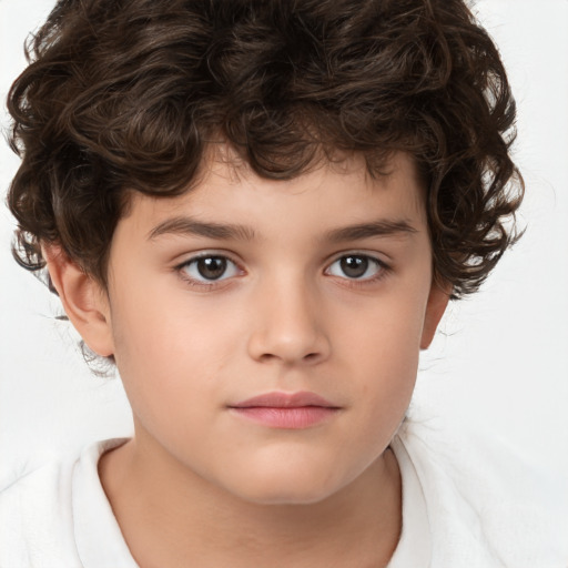 Neutral white child male with medium  brown hair and brown eyes