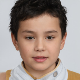 Neutral white child male with short  brown hair and brown eyes