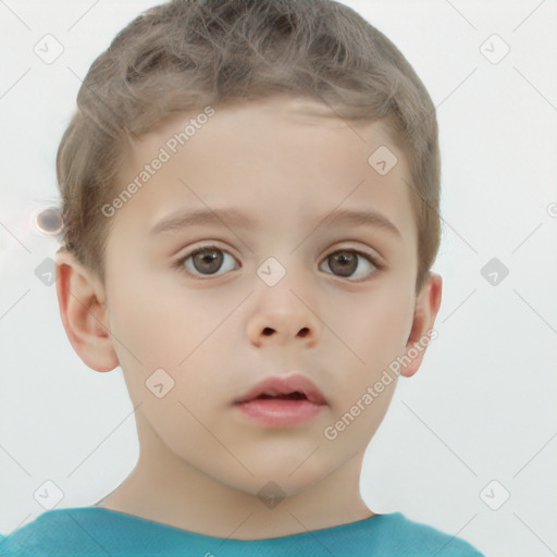 Neutral white child male with short  brown hair and brown eyes