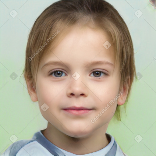 Neutral white child female with short  brown hair and brown eyes