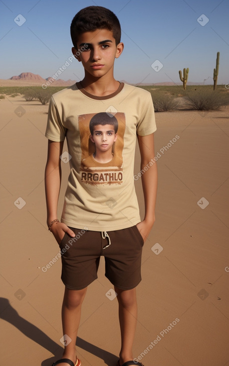 Libyan teenager boy with  brown hair