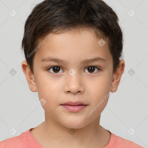 Neutral white child male with short  brown hair and brown eyes