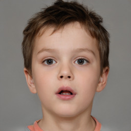 Neutral white child male with short  brown hair and brown eyes