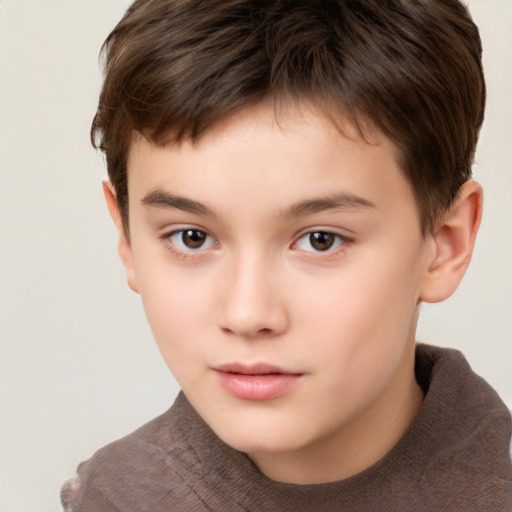 Neutral white child male with short  brown hair and brown eyes