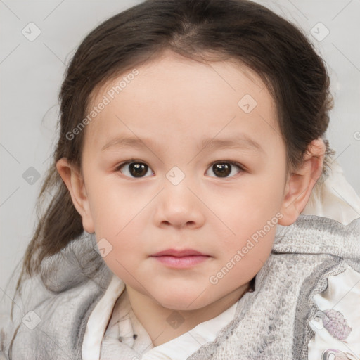 Neutral white child female with medium  brown hair and brown eyes