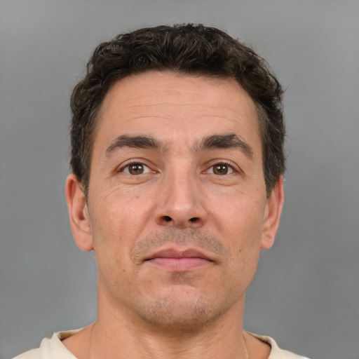 Neutral white adult male with short  brown hair and brown eyes