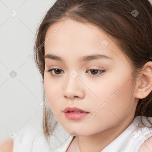 Neutral white child female with medium  brown hair and brown eyes