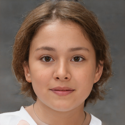 Neutral white child female with medium  brown hair and brown eyes