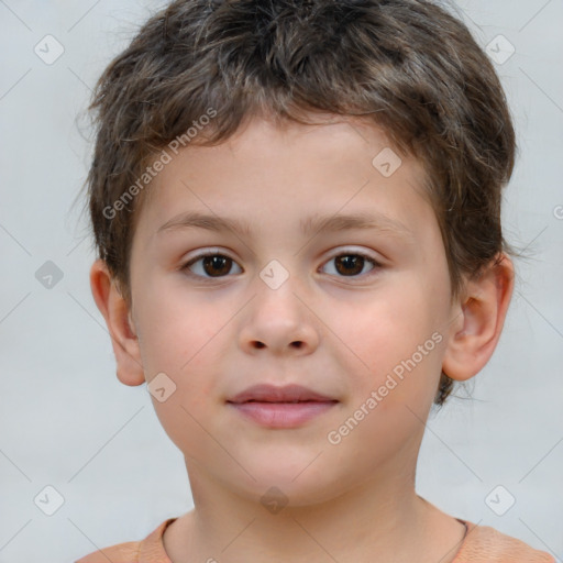 Neutral white child male with short  brown hair and brown eyes