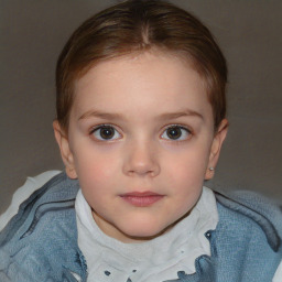 Neutral white child female with short  brown hair and brown eyes