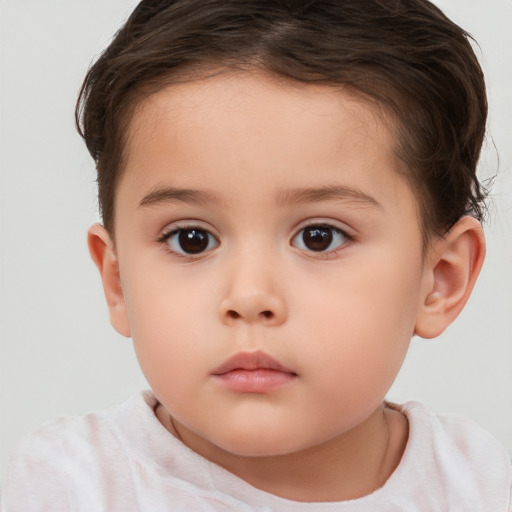 Neutral white child female with short  brown hair and brown eyes