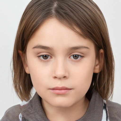 Neutral white child female with medium  brown hair and brown eyes