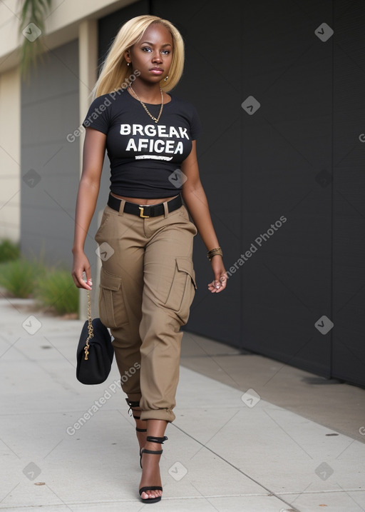 African american adult female with  blonde hair