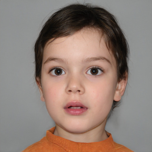 Neutral white child female with medium  brown hair and brown eyes