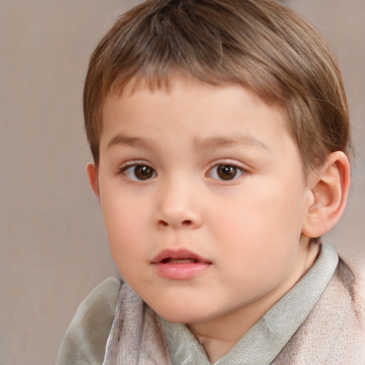 Neutral white child male with short  brown hair and brown eyes