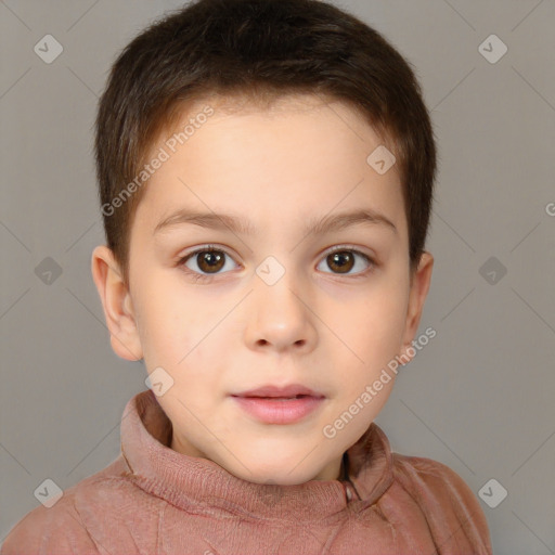 Neutral white child male with short  brown hair and brown eyes