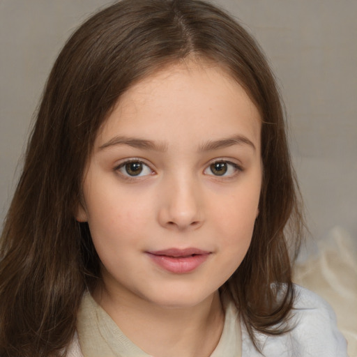 Neutral white child female with medium  brown hair and brown eyes