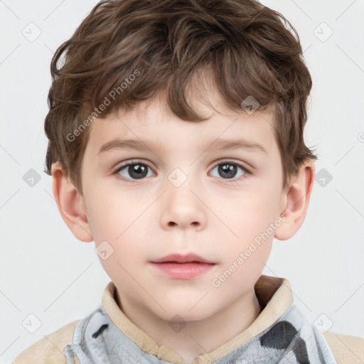 Neutral white child male with short  brown hair and brown eyes