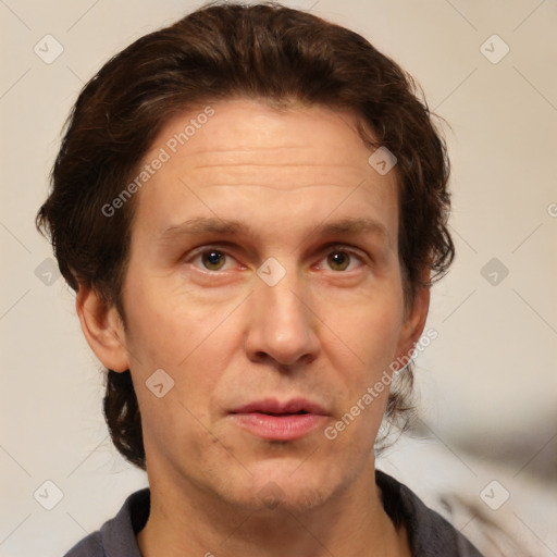 Neutral white adult male with short  brown hair and brown eyes