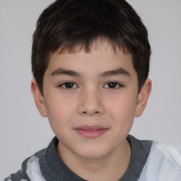 Neutral white child male with short  brown hair and brown eyes