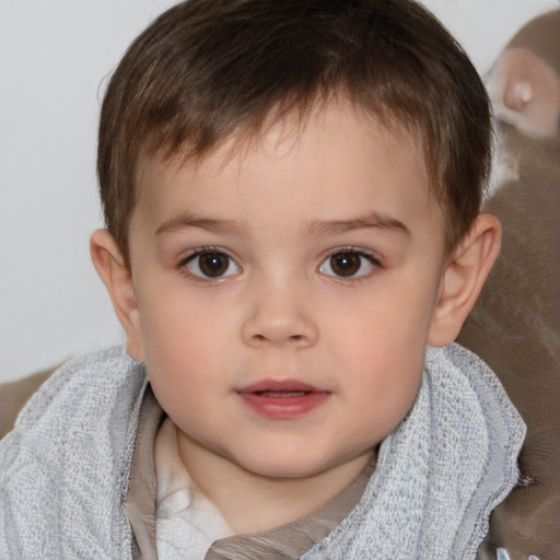 Neutral white child male with short  brown hair and brown eyes