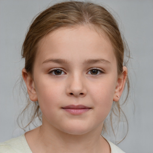 Neutral white child female with medium  brown hair and brown eyes