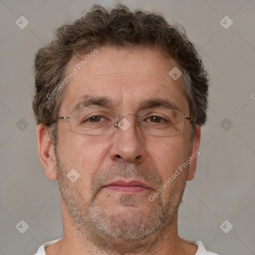Neutral white adult male with short  brown hair and brown eyes
