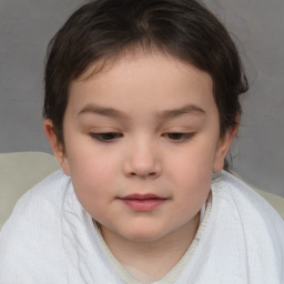 Neutral white child female with short  brown hair and brown eyes