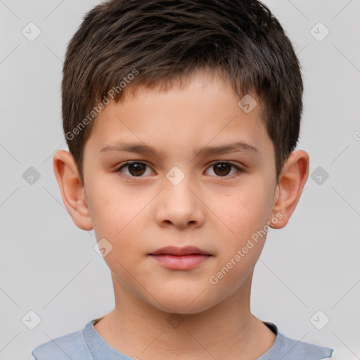 Neutral white child male with short  brown hair and brown eyes