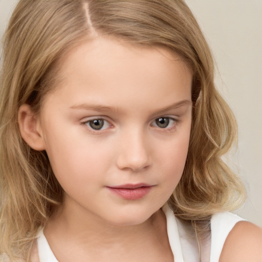 Neutral white child female with medium  brown hair and brown eyes