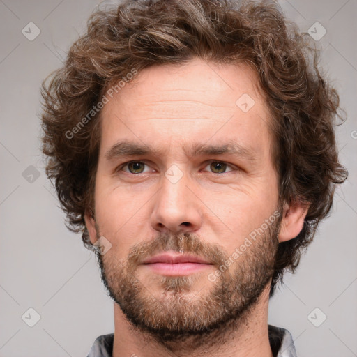 Neutral white adult male with short  brown hair and brown eyes