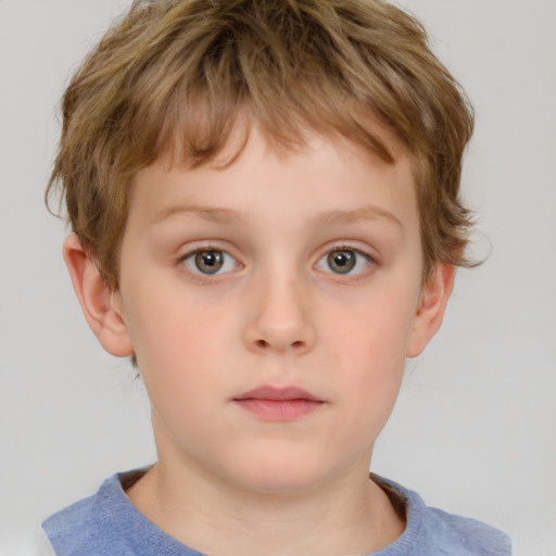 Neutral white child male with short  brown hair and grey eyes