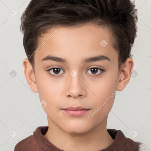 Neutral white child female with short  brown hair and brown eyes