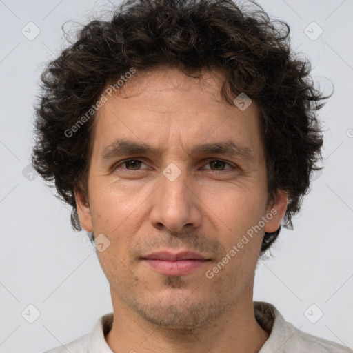 Neutral white adult male with short  brown hair and brown eyes