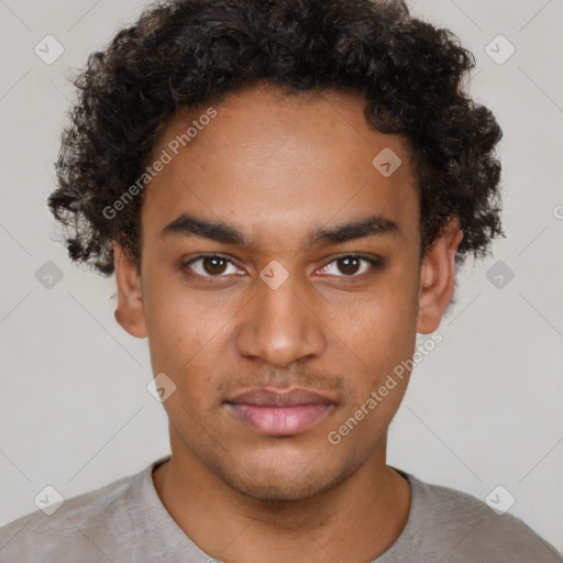 Neutral black young-adult male with short  brown hair and brown eyes