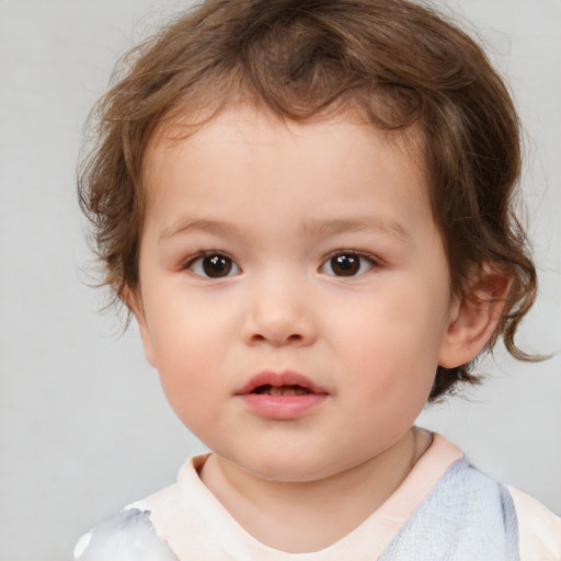 Neutral white child female with medium  brown hair and brown eyes