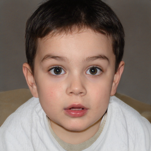 Neutral white child male with short  brown hair and brown eyes