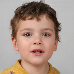 Neutral white child male with short  brown hair and brown eyes