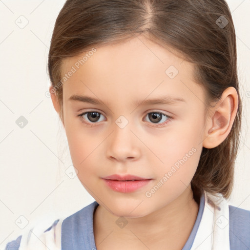 Neutral white child female with medium  brown hair and brown eyes